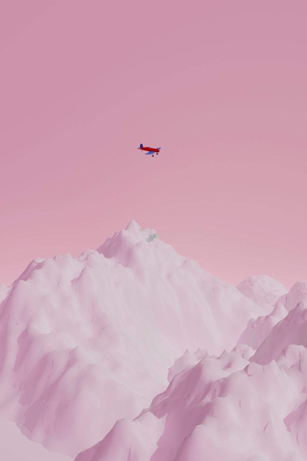 an airplane is flying over a snowy mountain