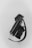 A sleek, cylindrical leather handbag is paired with matching black leather gloves. The bag features a silver clasp and a strap, adding a touch of elegance.
