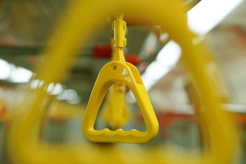 a close up of a yellow object in a store