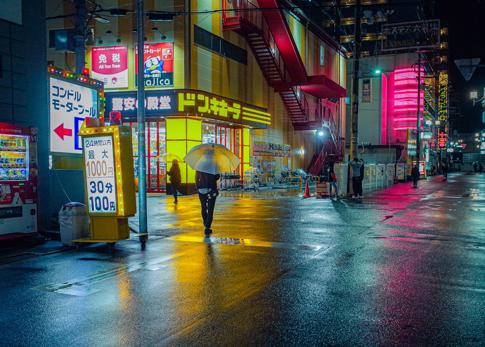 a woman walking down a street holding an umbrella