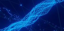 a blue abstract background with lines and dots