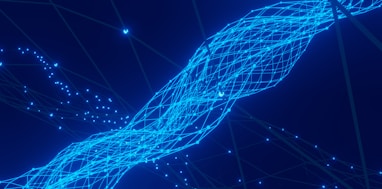 a blue abstract background with lines and dots