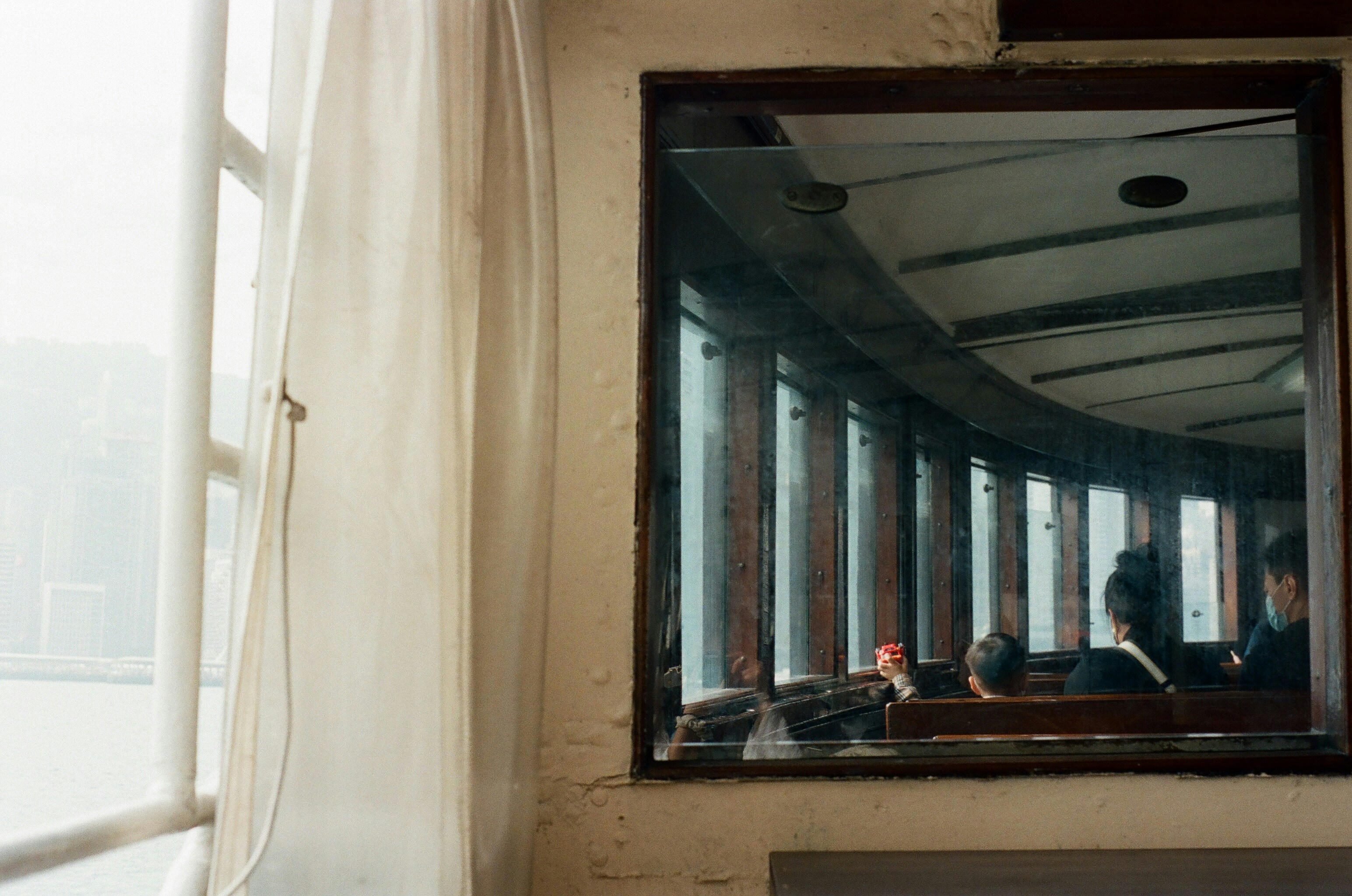 a reflection of a person in a mirror