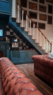 A finished basement transformed into a cozy, functional family space.