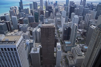 a view of a city from the top of a skyscraper