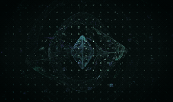 a black background with a blue and green design