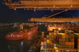 a large cargo ship in a large body of water