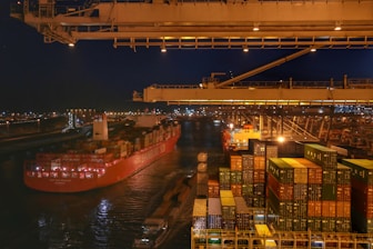 a large cargo ship in a large body of water
