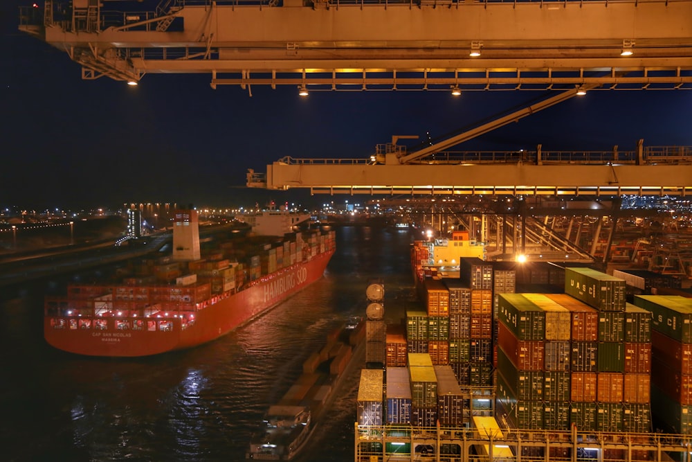 a large cargo ship in a large body of water