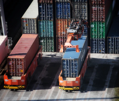 Stacked shipping containers