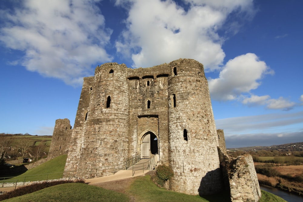 a castle with a walkway leading up to it