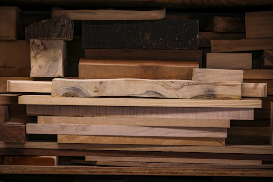 Premium walnut cherry and maple hardwood blanks ready for custom cutting board orders at Koshur Chaa