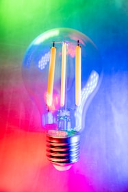 a light bulb with two candles inside of it