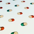 a group of pills floating in the air