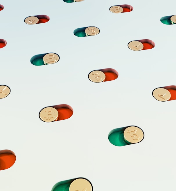 a group of pills floating in the air