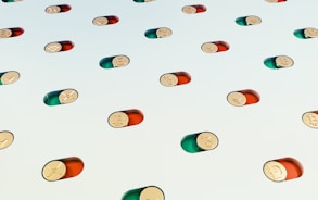 a group of pills floating in the air