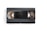 A black VHS tape lies on a white background. The central part features a rectangle with rounded corners, flanked by two open reels showing the tape spools inside.