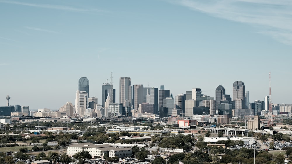 a view of a city with a lot of tall buildings