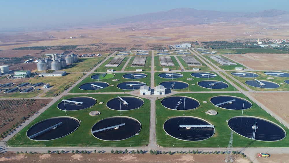 an aerial view of a large solar farm