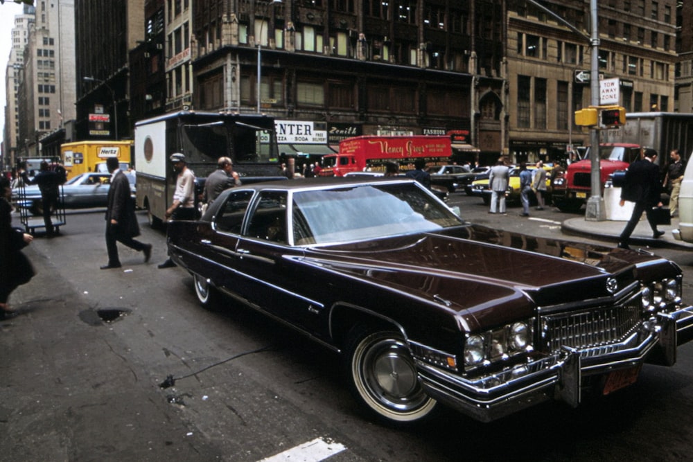 a car parked on a city street