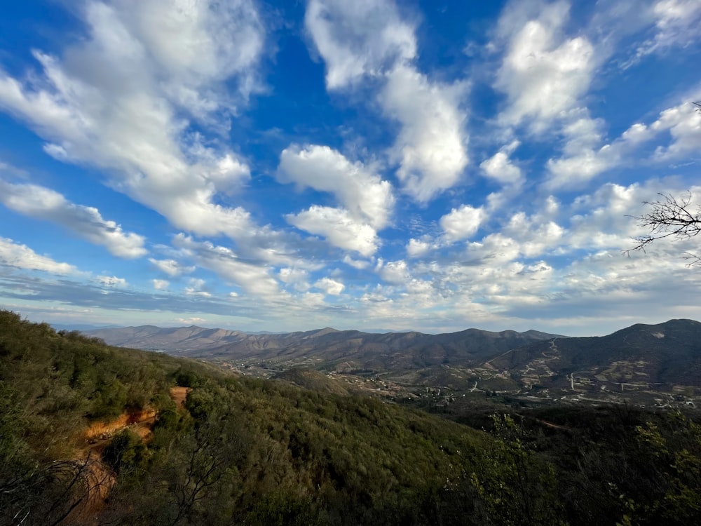 a scenic view of a mountain with clouds in the sky