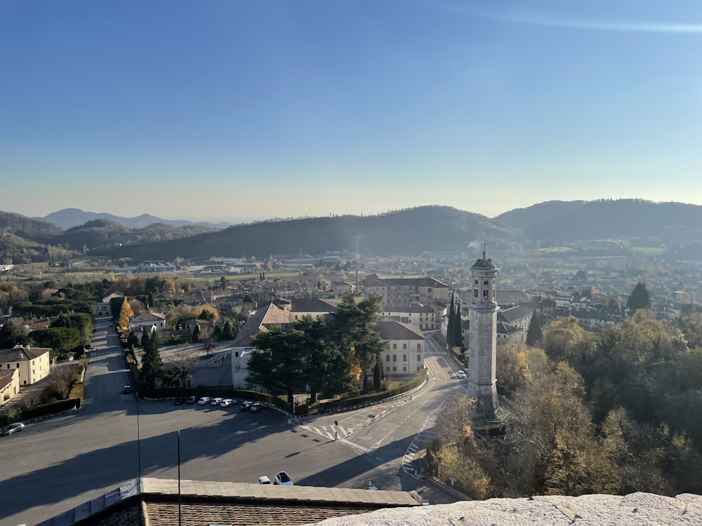 a view of a town from a high point of view