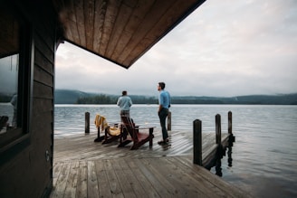 Couple considering cottage financing options for buying their dream waterfront property.