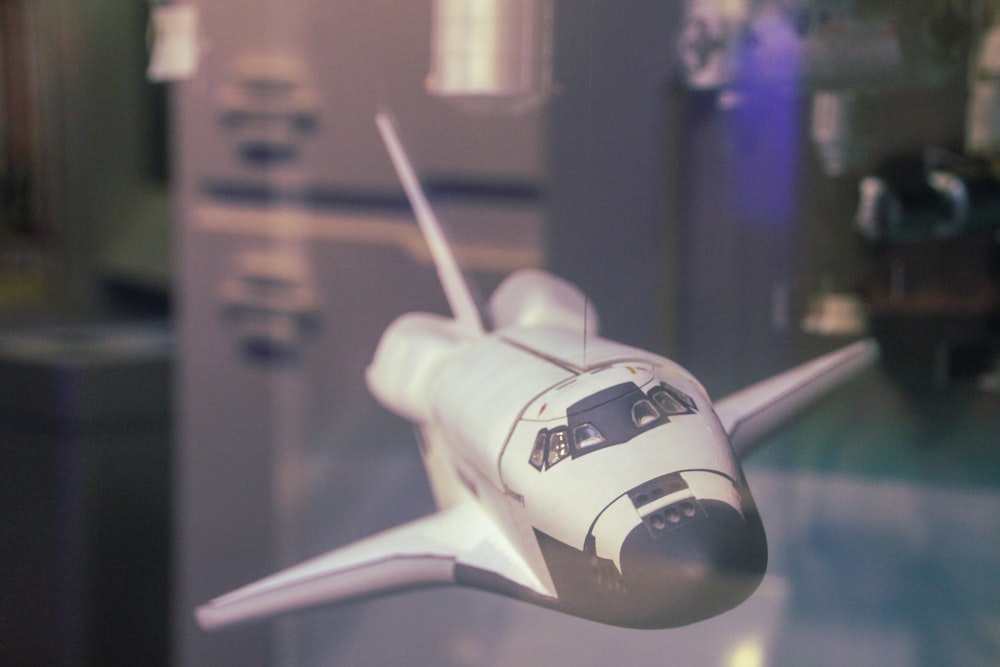 a model of a space shuttle on display