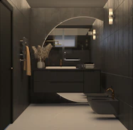 Modern bathroom renovation with elegant tiles and fixtures