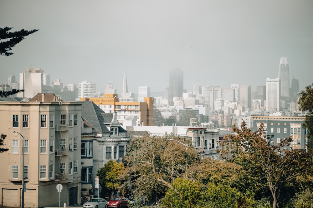 a view of a city from a hill