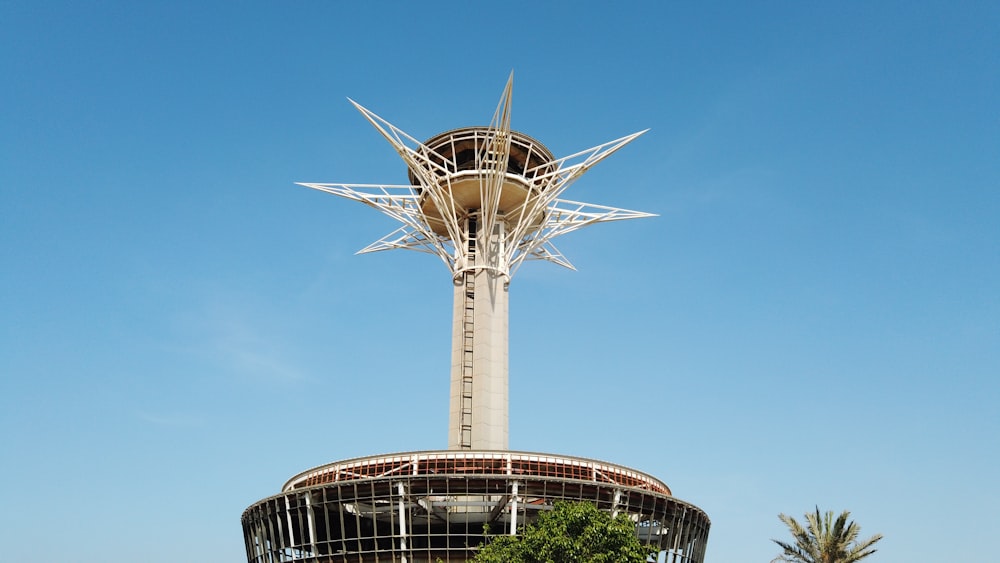 a tall tower with a clock on top of it