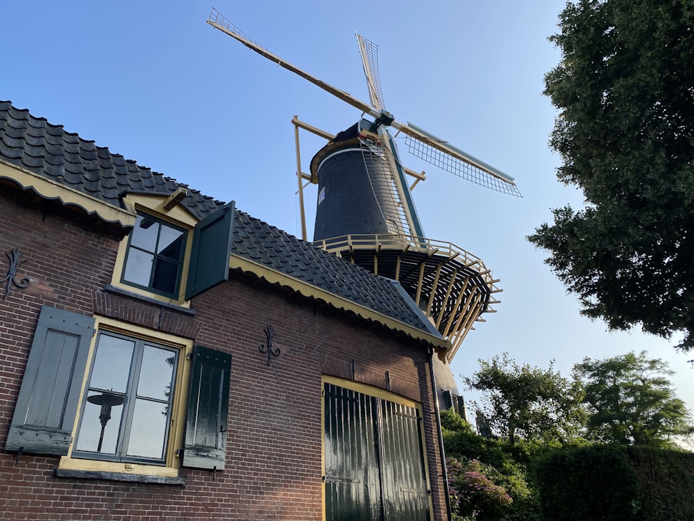 a building with a windmill on top of it