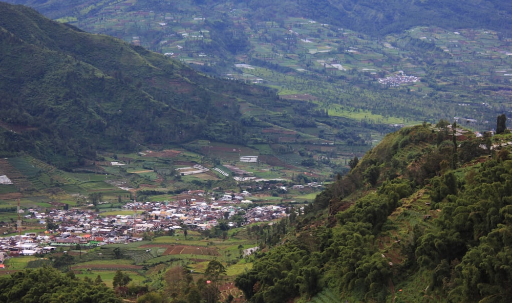 a view of a village on a mountain side