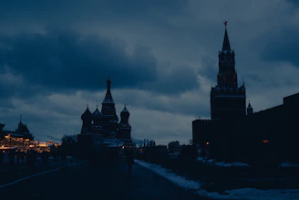 a dark picture of a city at night