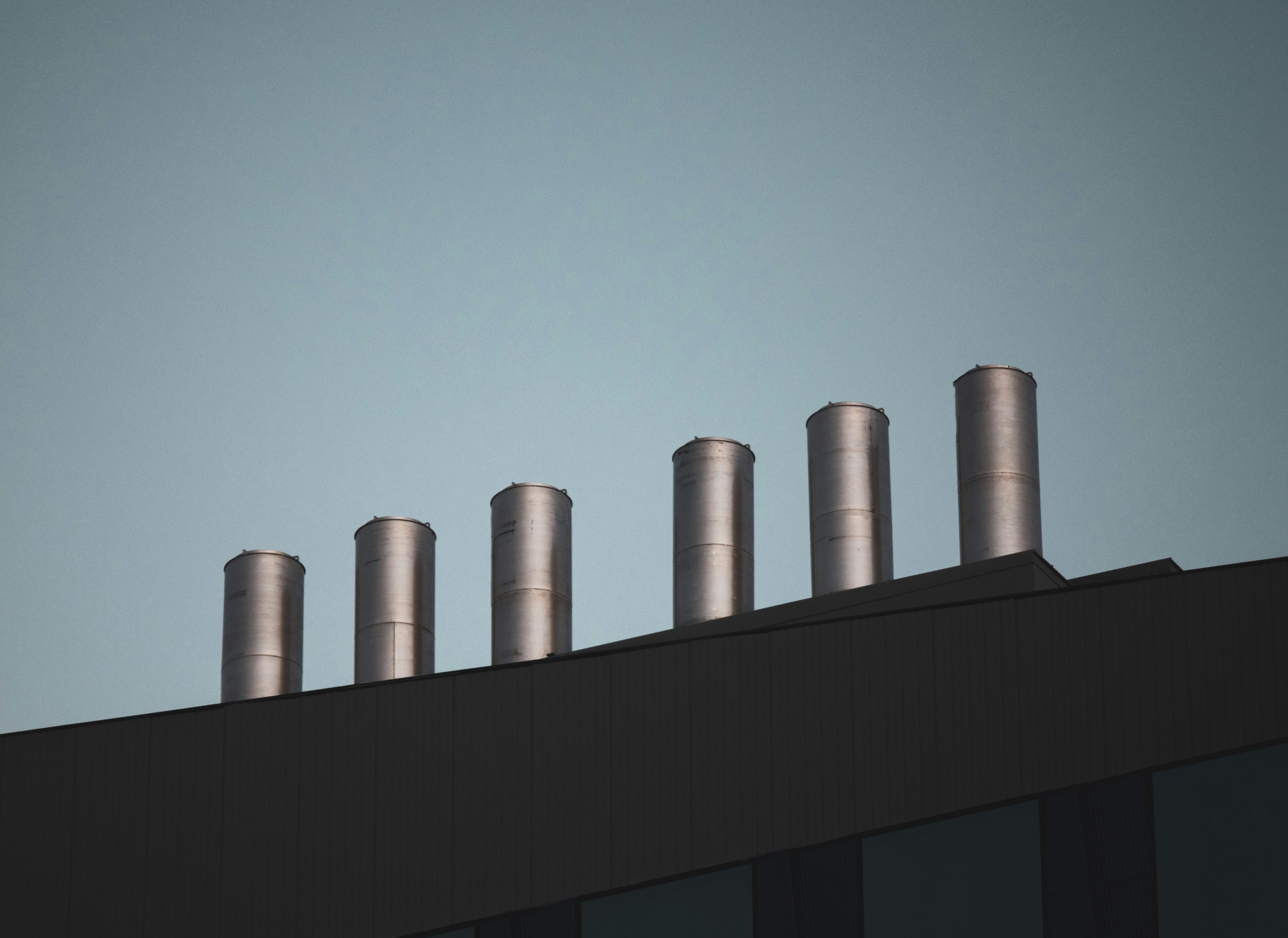 Stainless steel pipes on building