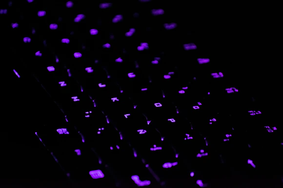 a close up of a keyboard in the dark