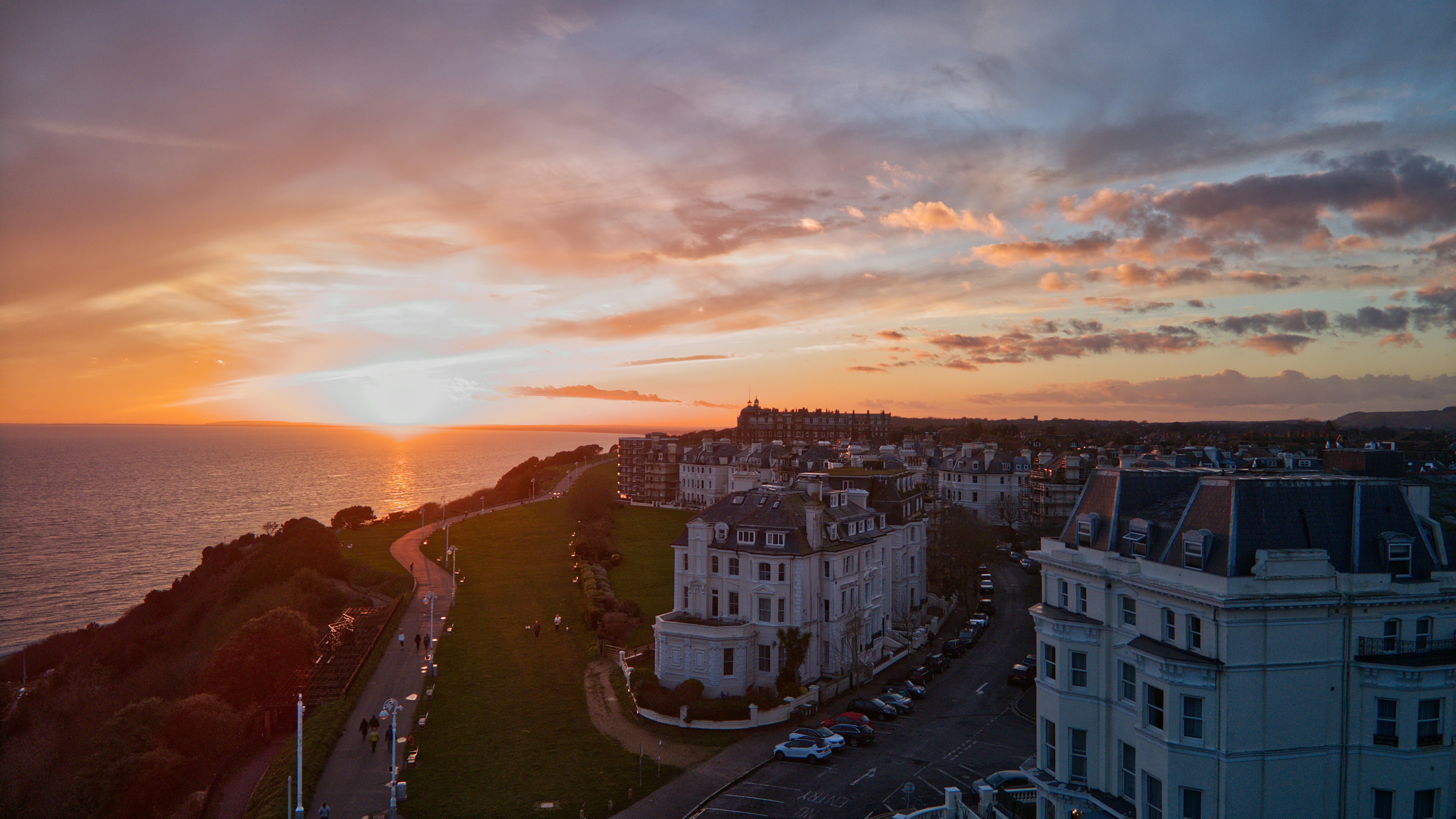 a view of a sunset over a large body of water