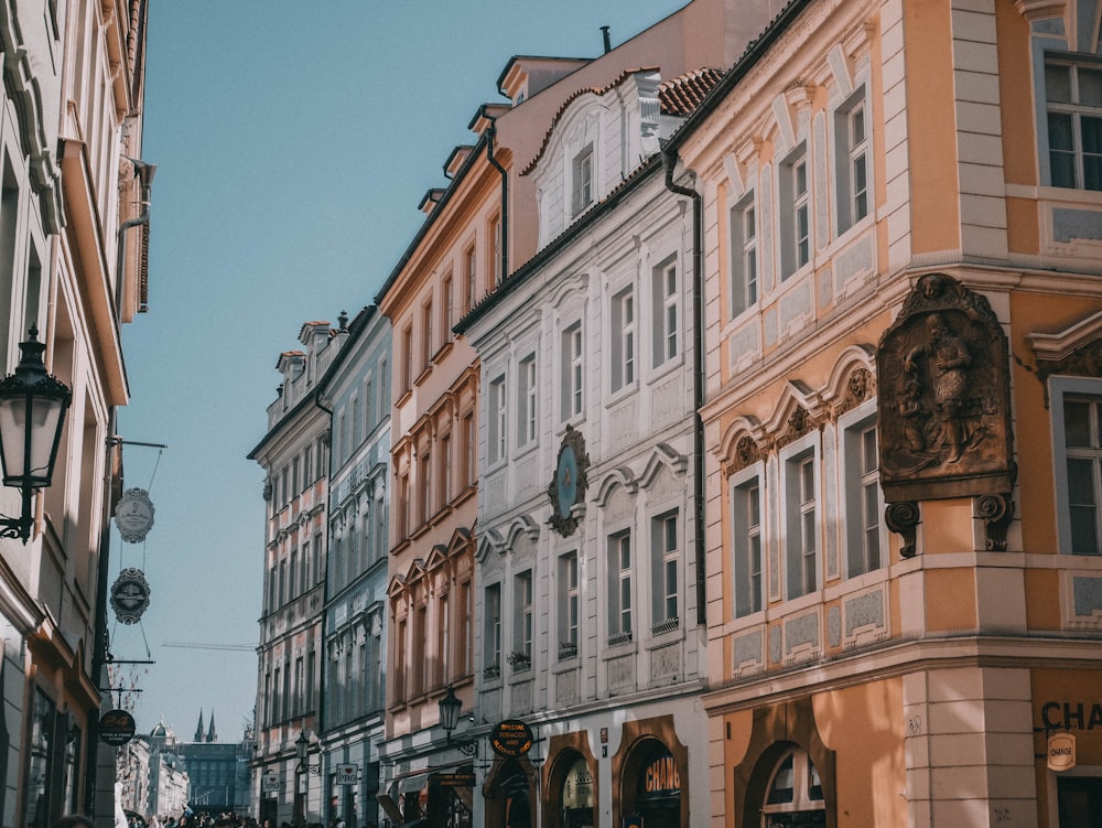 a row of buildings on a city street