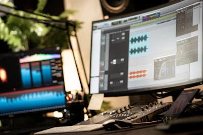 a computer monitor sitting on top of a desk