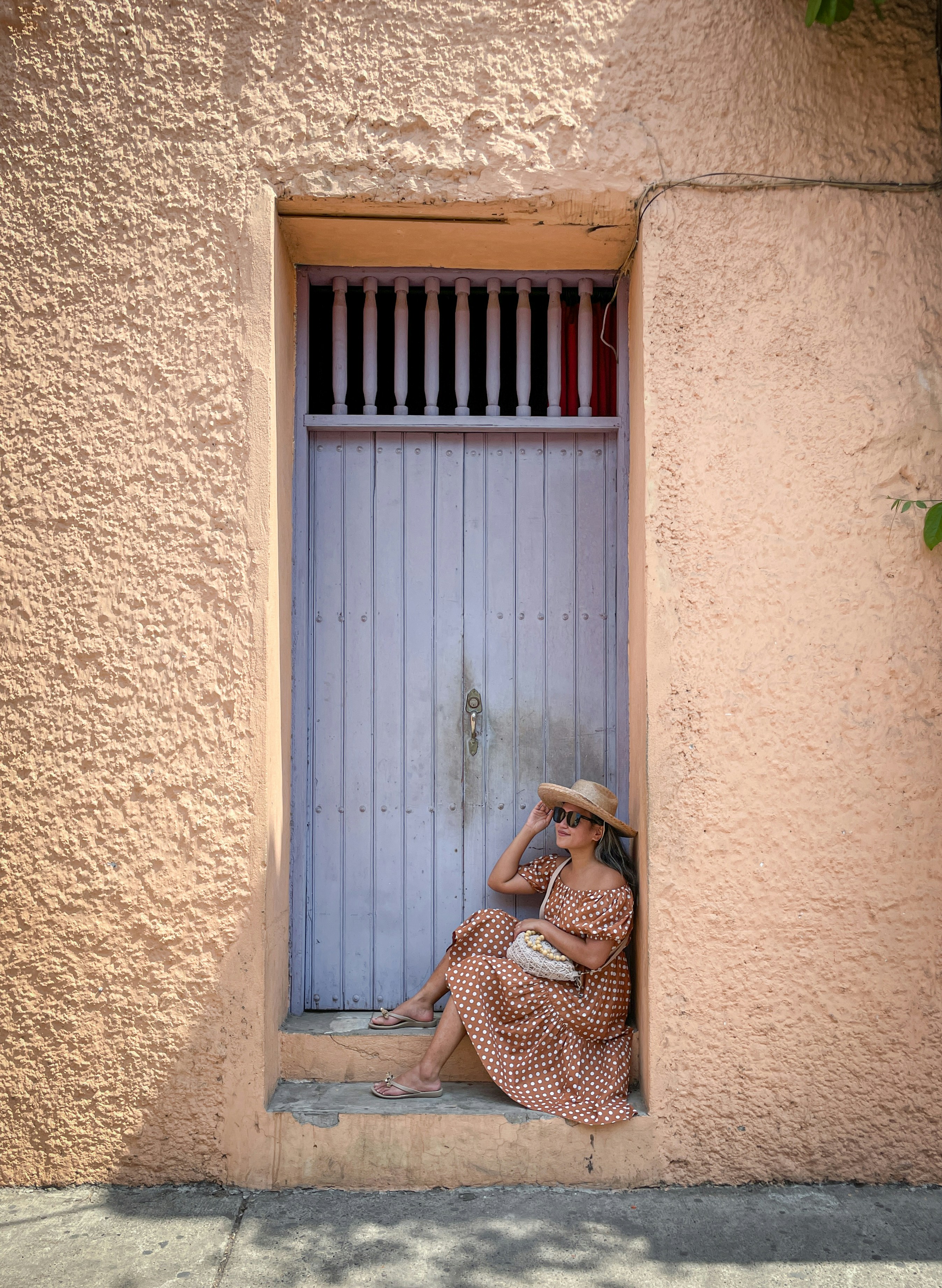 Colorful doorways of Getsamani neighborhood in Cartagena, Colombia