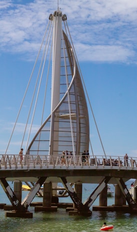 a very tall bridge with a very tall tower on top of it