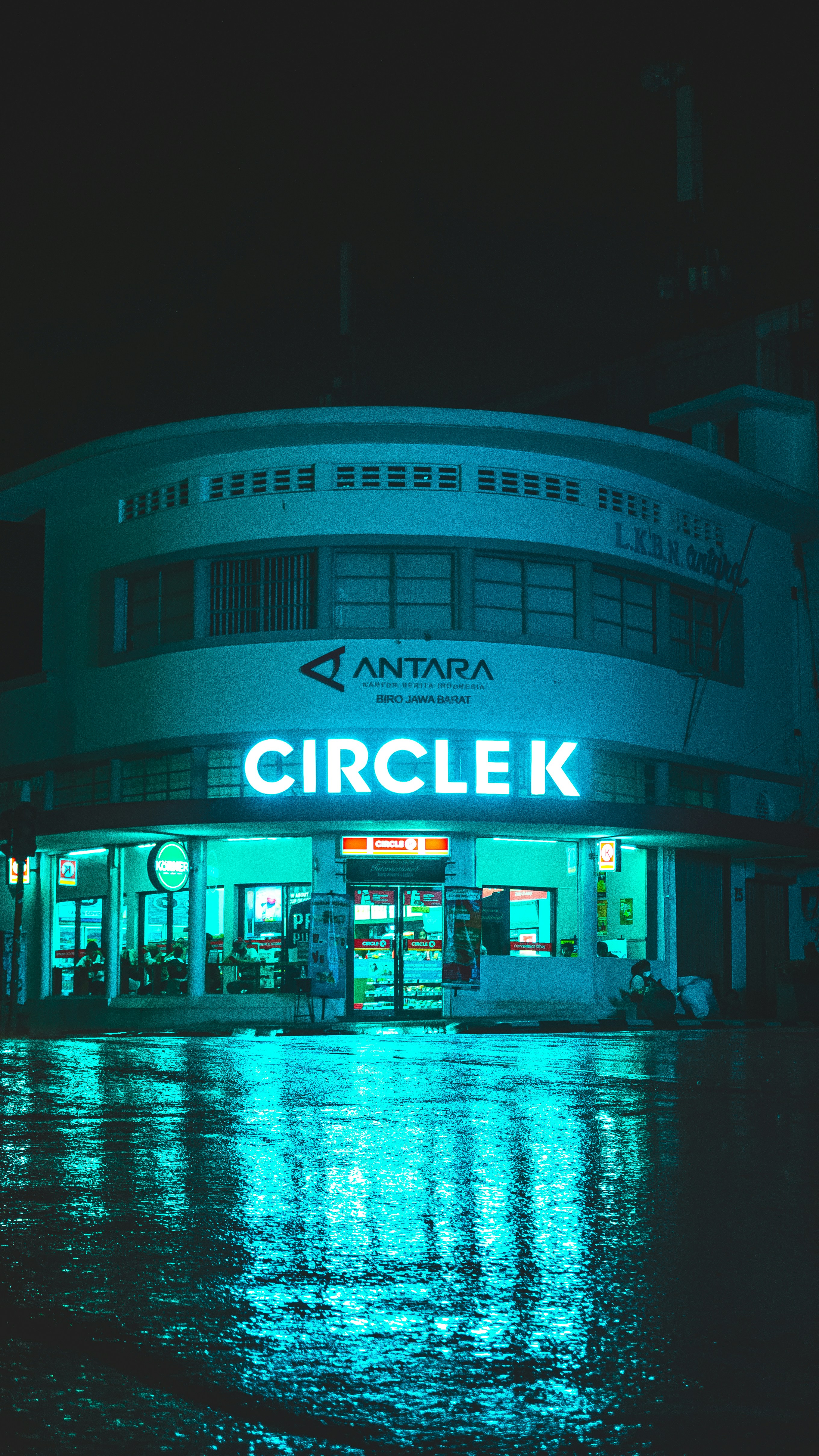 a building that is lit up at night