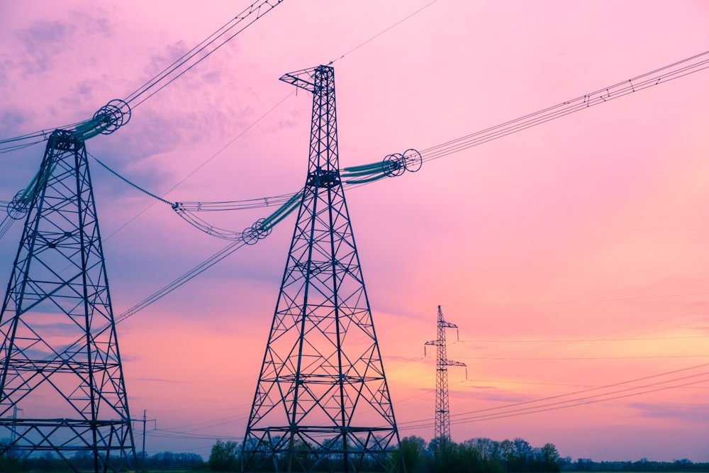 a couple of power lines sitting next to each other