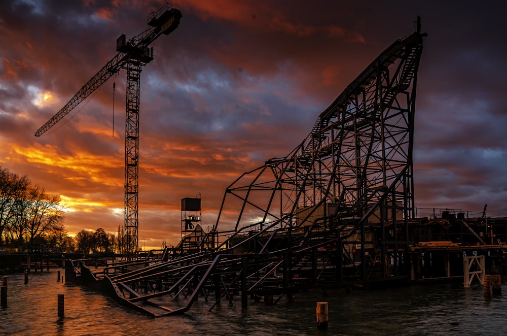 a crane that is sitting in the water