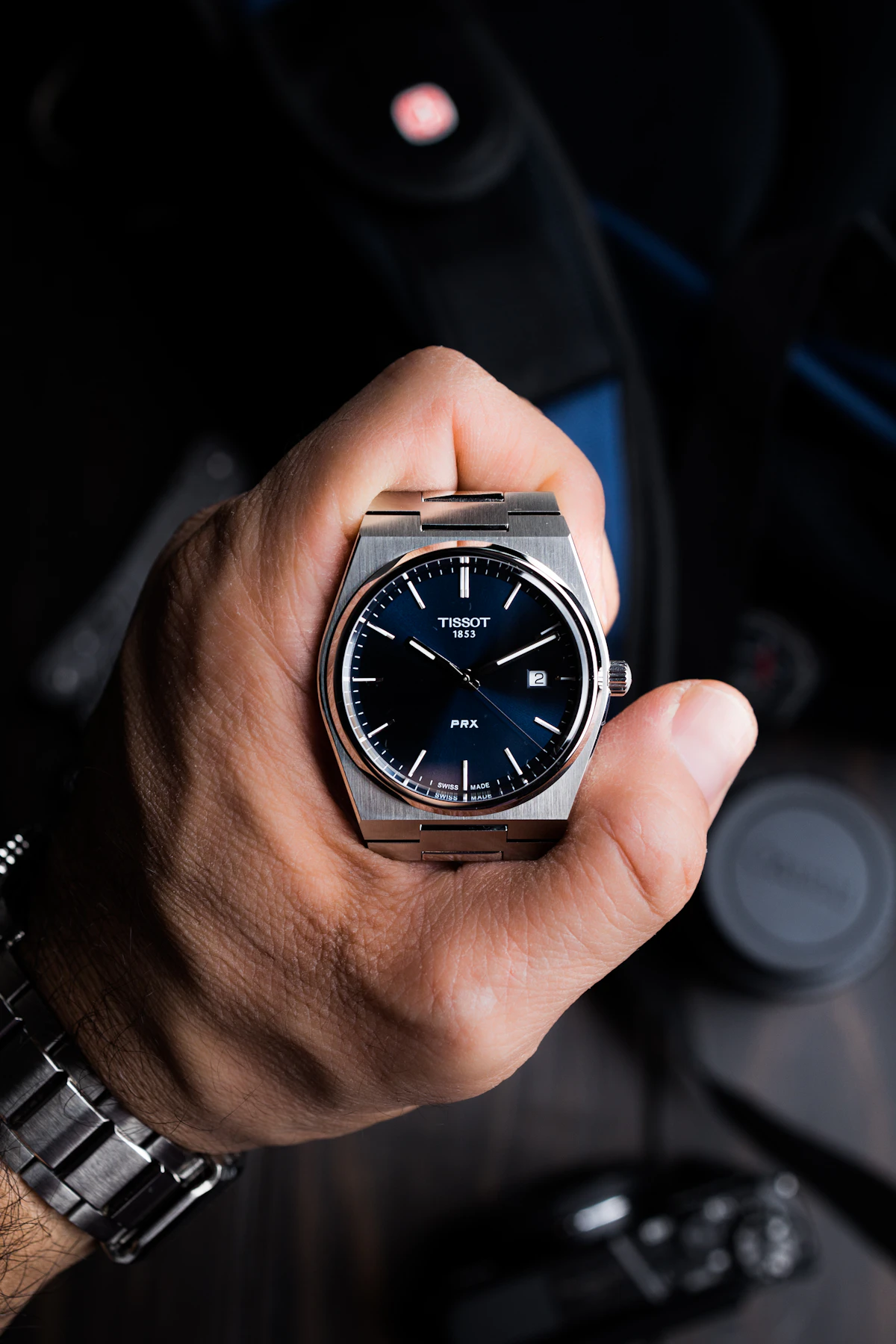 Orologio Tissot al polso, dettaglio quadrante