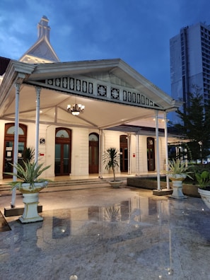 Building exterior showcasing sophisticated architecture and entrance.