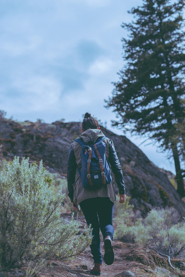 Hiker on the dry hills above Kamloops BC