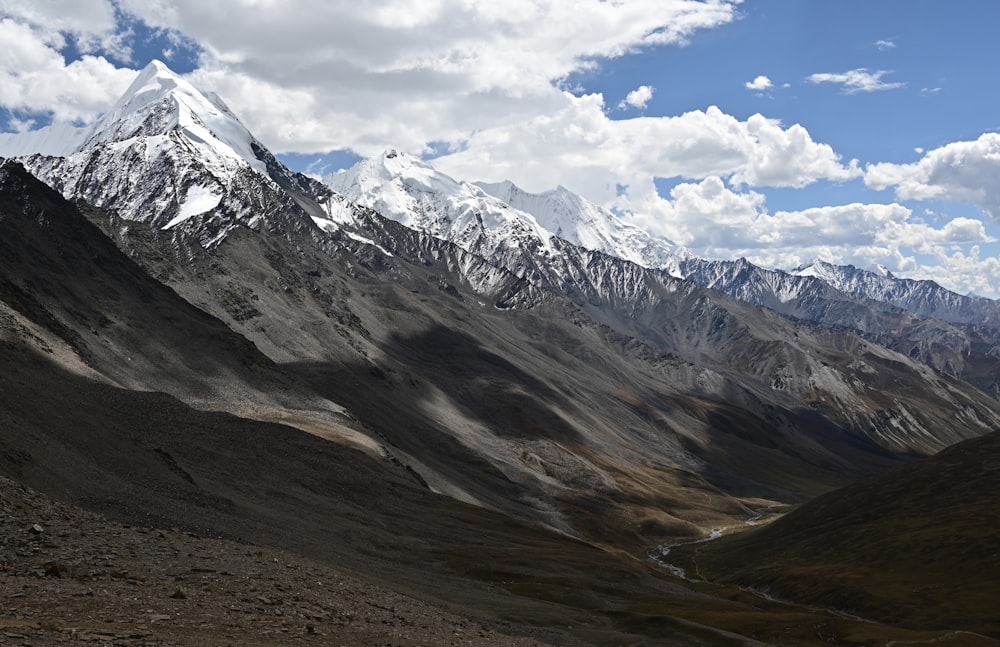 a view of a mountain range with a river running through it