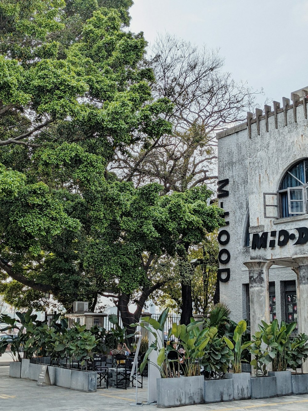 a building with a sign on the front of it