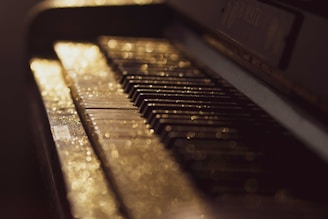 a close up of a piano that is shiny